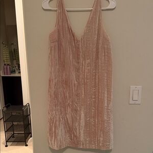 Loft Blush Velvet like  V-Neck Dress